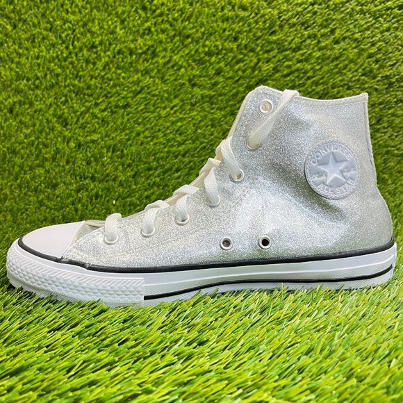 Converse Chuck Taylor All Star High Boys Size 6Y Silver Athletic Shoes Sneakers - Picture 2 of 10